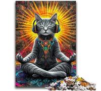 1000 Pieces Jigsaw Puzzles for Adults And Teens Meditating Cat Train Your Brain And Hands Gifts for Friends And Family 38x26cm