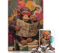 1000 Pieces Jigsaw Puzzles for Adults And Teens Monkey Sitting on The Toilet,Challenging To Complete But Fun And Humorous Unique Birthday And Gifts (38x26cm)