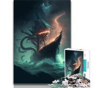 1000 Pieces Jigsaw Puzzles for Adults And Teens Monster Invasion Puzzles for Teenagers,with Matching Poster And Trivia Sheet for And Age 14 Years Up 38x26cm