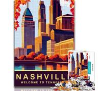 1000 Pieces Jigsaw Puzzles for Adults And Teens Nashville,Stress Reliever Staycation Kill Time Home Decoration Toys (38x26cm)