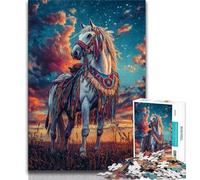 1000 Pieces Jigsaw Puzzles for Adults And Teens Native American Horse,Challenging To Complete But Fun And Humorous Unique Birthday And Gifts (38x26cm)