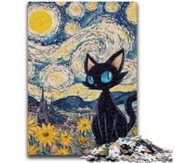 1000 Pieces Jigsaw Puzzles for Adults And Teens Night Sky Black Cat Puzzles,Educational Stress Relief Toy Great Gifts And Toys (50x75cm)