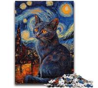 1000 Pieces Jigsaw Puzzles for Adults And Teens Night Sky Orange Cat Puzzles,Educational Stress Relief Toy Great Gifts And Toys (50x75cm)