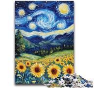 1000 Pieces Jigsaw Puzzles for Adults And Teens Night Sky Sunflower Teenager Puzzles,Family Game Stress Reliever Difficult Challenge Suitable for Couples (26x38cm)