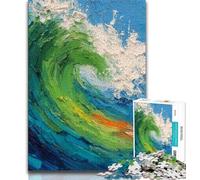 1000 Pieces Jigsaw Puzzles for Adults And Teens Ocean Waves Oil Painting,Stress Reliever Staycation Kill Time Home Decoration Toys (75x50cm)