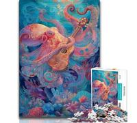 1000 Pieces Jigsaw Puzzles for Adults And Teens Octopus Playing Guitar 1000 Piece Jigsaw,Stress Reliever Difficult Challenge Suitable for Desktop Decoration 38x26cm