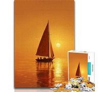 1000 Pieces Jigsaw Puzzles for Adults And Teens Oil Painting of Boat at Sunset,Fun Games Wall Decoration Unique Birthday And Xmas Gifts (38x26cm)