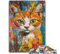 1000 Pieces Jigsaw Puzzles for Adults And Teens Orange Cat Oil Painting Puzzles for Teenagers,Staycation Kill Time with Matching Poster And Trivia Sheet (50x75cm)