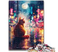1000 Pieces Jigsaw Puzzles for Adults And Teens Orange Cat Sitting on Street Adult Jigsaw,Learning Educational Toys Family Games Gifts for Friends And Family (38x26cm)