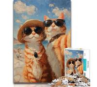 1000 Pieces Jigsaw Puzzles for Adults And Teens Orange Cat Taking Selfie Teenager Puzzles,Stress Reliever Staycation Kill Time Parent-child Interaction (size 75x50cm)