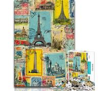 1000 Pieces Jigsaw Puzzles for Adults And Teens Paris Collage,Help The Brain Exercise Addictive Toys to Cultivate Patience Enhance Memory (38x26cm)