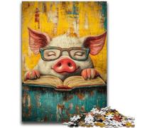 1000 Pieces Jigsaw Puzzles for Adults And Teens Pig Reading Challenging Game Gifts for Is Ideal As A Gift for The Whole Family 26x38cm