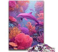 1000 Pieces Jigsaw Puzzles for Adults And Teens Pink Dolphin 1000 Piece Jigsaw,for Challenging Toy Game And Family Play (38x26cm)