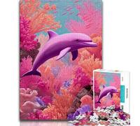 1000 Pieces Jigsaw Puzzles for Adults And Teens Pink Dolphin Jigsaw,Stress Reliever Staycation Kill Time Wishlist with Santa Claus (size 38x26cm)
