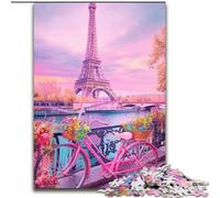 1000 Pieces Jigsaw Puzzles for Adults And Teens Pink Eiffel Tower, Game Toys Every Piece Is Unique - Challenging Family Fun Game for for Age 14 (Size 50x75cm)