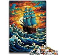 1000 Pieces Jigsaw Puzzles for Adults And Teens Pirate Ship at Sea Educational Family Game with Fully Interlocking Randomly Shaped Pieces 26x38cm