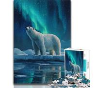 1000 Pieces Jigsaw Puzzles for Adults And Teens Polar Bears Under The Aurora 1000 Pieces for Adults,Birthday Present, Gifts, Wall Art for Ages 14+ (size 38x26cm)