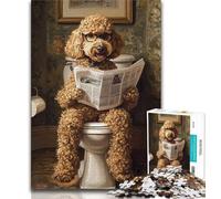 1000 Pieces Jigsaw Puzzles for Adults And Teens Poodle on The Toilet Puzzles,Educational Games Home Decoration Suitable for Desktop Decoration 26x38cm