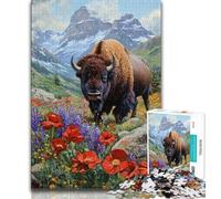 1000 Pieces Jigsaw Puzzles for Adults And Teens Poppy Bison 1000 Piece Jigsaw,Vibrant And Unique Design Relaxing & Challenging Puzzle Experience 75x50cm