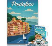 1000 Pieces Jigsaw Puzzles for Adults And Teens Portofino,Stress Reliever Staycation Kill Time with Matching Poster And Trivia Sheet (38x26cm)