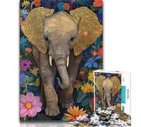 1000 Pieces Jigsaw Puzzles for Adults And Teens Psychedelic Animal Elephant 1000 Pieces for Adults,Game Toys Every Piece Is Unique - Challenging Family Fun Game (size 75x50cm)