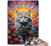 1000 Pieces Jigsaw Puzzles for Adults And Teens Psychedelic Art Cat Train Your Brain And Hands Gifts for Friends And Family 38x26cm