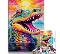 1000 Pieces Jigsaw Puzzles for Adults And Teens Psychedelic Nile Crocodile,Fun Games Wall Decoration Unique Birthday And Xmas Gifts (38x26cm)