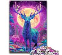 1000 Pieces Jigsaw Puzzles for Adults And Teens Psychedelic Visionary Deer Art Toys Educational Games Stress Relieving Parent-child Interaction for Ages 14+ 26x38cm