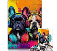 1000 Pieces Jigsaw Puzzles for Adults And Teens Pug Wearing Headphones,Help The Brain Exercise Addictive Toys to Cultivate Patience Enhance Memory (75x50cm)