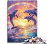 1000 Pieces Jigsaw Puzzles for Adults And Teens Rainbow Dolphin Puzzles,Educational Games Home Decoration Suitable for Desktop Decoration (75x50cm)
