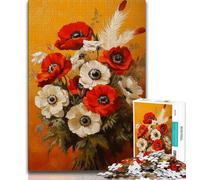 1000 Pieces Jigsaw Puzzles for Adults And Teens Red And White Flowers Anemones,Artistic Wall Decor & Birthday Gift Idea for Friends,Home Office (38x26cm)