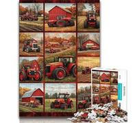 1000 Pieces Jigsaw Puzzles for Adults And Teens Red Tractor Collage,Artistic Wall Decor & Birthday Gift Idea for Friends,Home Office (38x26cm)