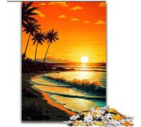 1000 Pieces Jigsaw Puzzles for Adults And Teens Retro Beach Sunset, Game Toys Every Piece Is Unique - Challenging Family Fun Game for for Age 14 (Size 50x75cm)