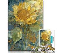 1000 Pieces Jigsaw Puzzles for Adults And Teens Retro Sunflowers,Stress Reliever Staycation Kill Time with Matching Poster And Trivia Sheet (75x50cm)