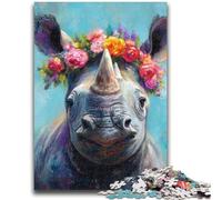 1000 Pieces Jigsaw Puzzles for Adults And Teens Rhino Oil Painting Puzzles,Educational Games Home Decoration Suitable for Desktop Decoration (26x38cm)