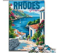 1000 Pieces Jigsaw Puzzles for Adults And Teens Rhodes Island Greece Family Entertainment Toys with Matching Poster And Trivia Sheet (50x75cm) 1000pcs