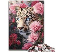 1000 Pieces Jigsaw Puzzles for Adults And Teens Rose Cheetah 1000 Piece Jigsaw,Stress Reliever Difficult Challenge Suitable for Desktop Decoration (50x75cm)