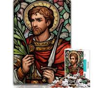 1000 Pieces Jigsaw Puzzles for Adults And Teens Saint A Stained Glass,Challenging To Complete But Fun And Humorous Unique Birthday And Gifts (38x26cm)