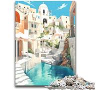 1000 Pieces Jigsaw Puzzles for Adults And Teens Santorini Greece Travel Educational Stress Relief Toy Secret Santa Gifts for Age 14 (size 38x52cm)