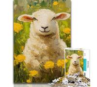 1000 Pieces Jigsaw Puzzles for Adults And Teens Sheep And Flowers Puzzles for Teenagers,is Ideal As Gifts for The Whole Family for Age 14 26x38cm