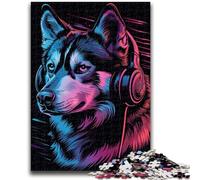 1000 Pieces Jigsaw Puzzles for Adults And Teens Siberian Husky with Headphones Puzzles for Teenagers,for Family Game And Birthday Gifts (38x26cm)