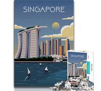 1000 Pieces Jigsaw Puzzles for Adults And Teens Singapore City Art Travel,Stress Reliever Staycation Kill Time with Matching Poster And Trivia Sheet (38x26cm)