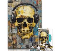 1000 Pieces Jigsaw Puzzles for Adults And Teens Skeleton Wearing Headphones Adult Jigsaw,Learning Educational Toys Family Games Gifts for Friends And Family 26x38cm