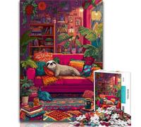 1000 Pieces Jigsaw Puzzles for Adults And Teens Sloth on The Sofa 1000 Pieces for Adults,Birthday Present, Gifts, Wall Art for Ages 14+ (size 75x50cm)