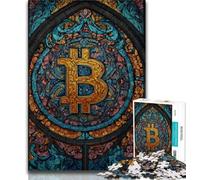 1000 Pieces Jigsaw Puzzles for Adults And Teens Stained Glass Bitcoin,Challenging To Complete But Fun And Humorous Unique Birthday And Gifts (38x26cm)