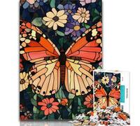 1000 Pieces Jigsaw Puzzles for Adults And Teens Stained Glass Butterfly,Artistic Wall Decor & Birthday Gift Idea for Friends,Home Office (75x50cm)