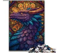 1000 Pieces Jigsaw Puzzles for Adults And Teens Stained Glass Dragon, Brain Teaser For Wall Decoration Unique Birthday And Xmas Gifts for for Age 14 (Size 26x38cm)