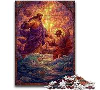 1000 Pieces Jigsaw Puzzles for Adults And Teens Stained Glass Jesus Educational Family Game with Fully Interlocking Randomly Shaped Pieces 26x38cm