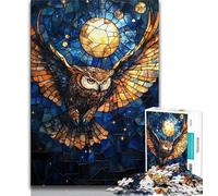 1000 Pieces Jigsaw Puzzles for Adults And Teens Stained Glass Owl,Artistic Wall Decor & Birthday Gift Idea for Friends,Home Office (75x50cm)