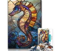 1000 Pieces Jigsaw Puzzles for Adults And Teens Stained Glass Seahorse Teenager Puzzles,Fun Games Wall Decoration Unique Birthday And Xmas Gifts (size 75x50cm)